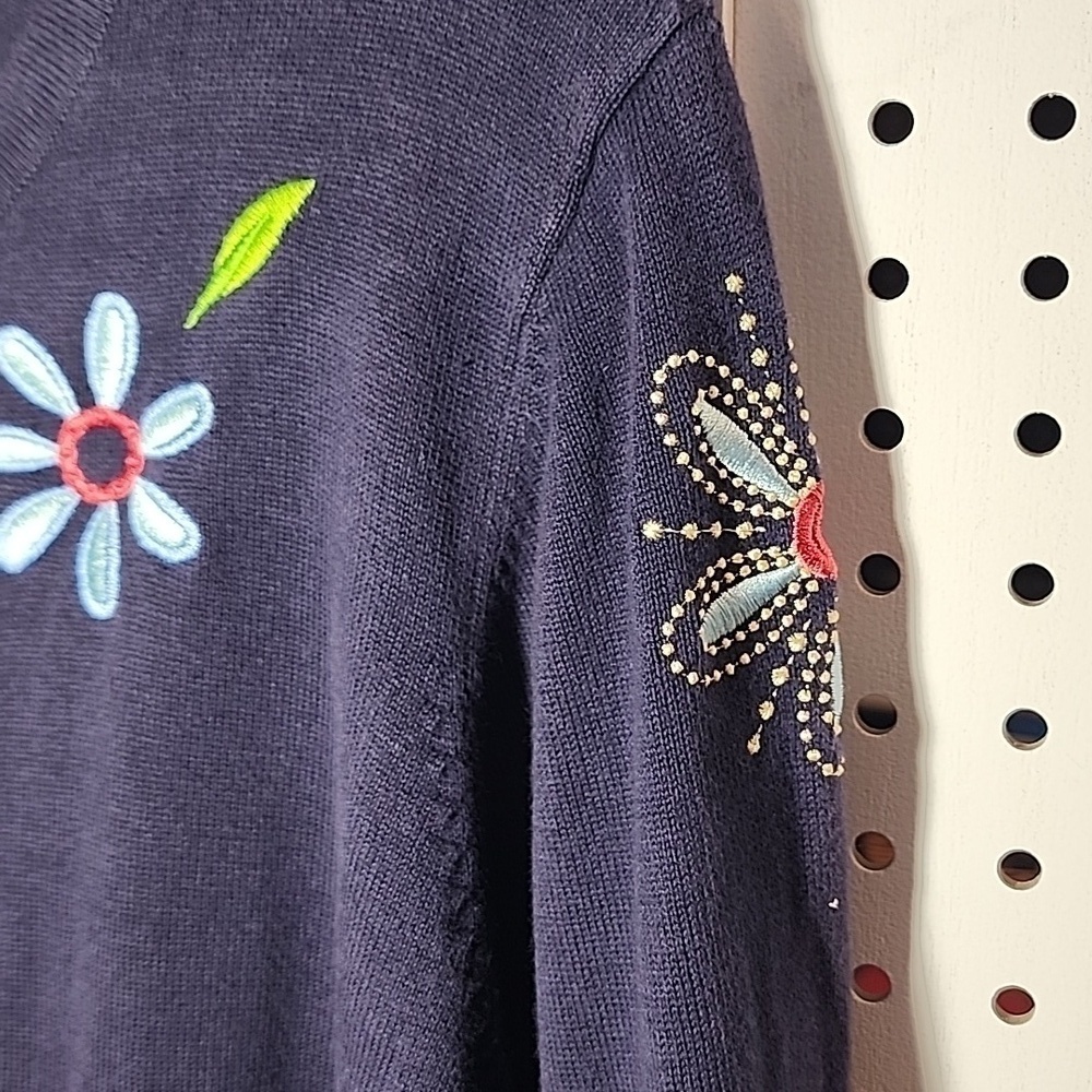 North Style size XL Deep Purple Cardigan Embroidered Cottage-core Vintage Bright - Picture 6 of 7